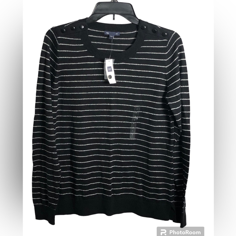 Black Silver Stripe Gap Sweater